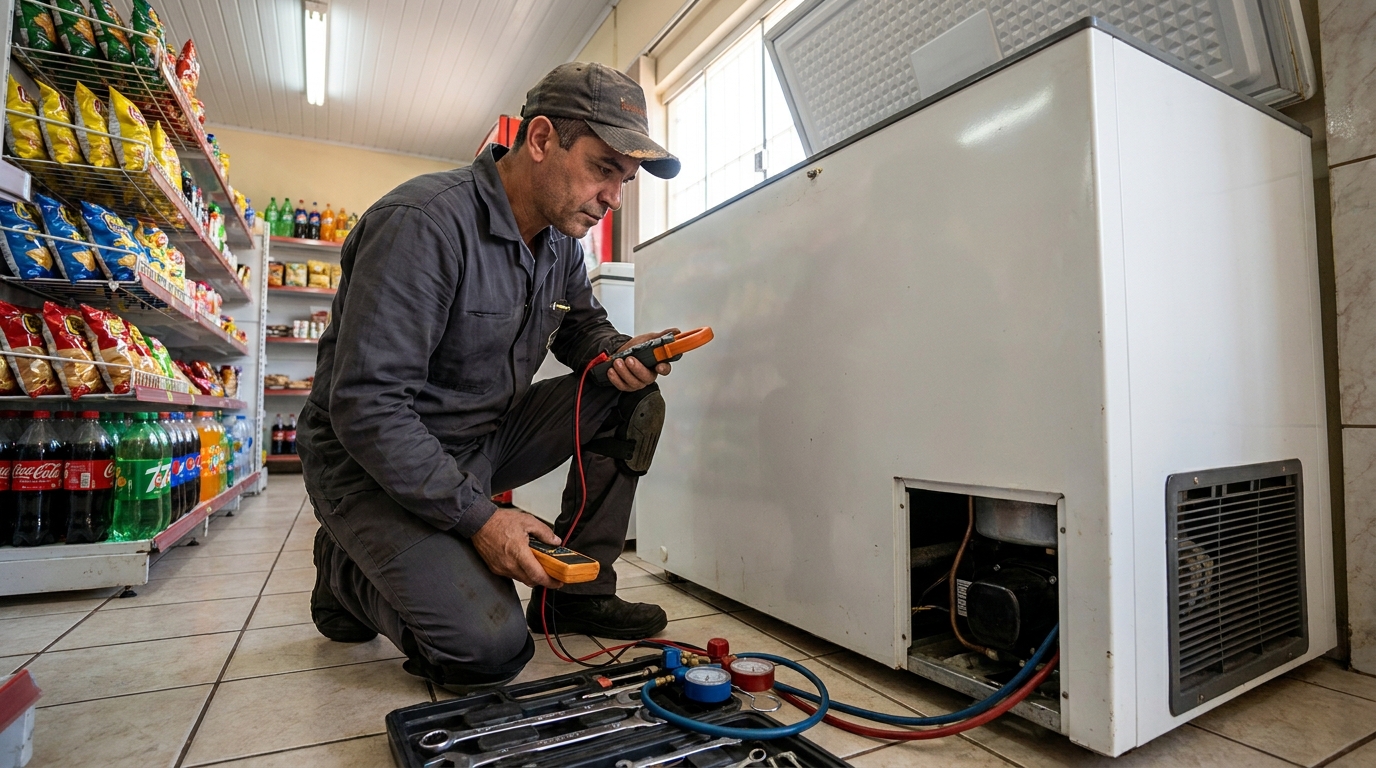 Reparo na placa eletrônica do freezer em Piracicaba‑SP